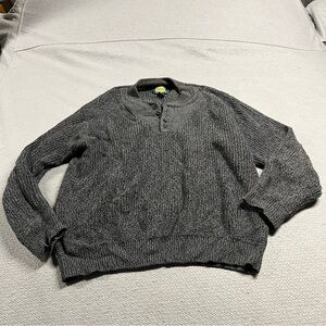 Cabela’s Outdoor Gear Heathered Gray 100% Cotton Chinky Knit Henley Sweater L